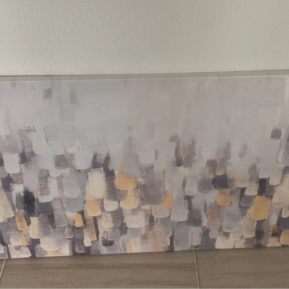 Abstract Gray and Gold Canvas Art